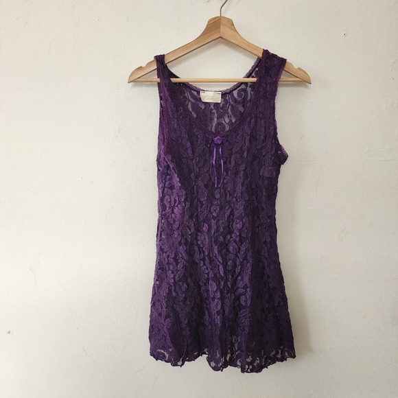 Cachet Other - Vintage 90s Cachet Purple Lace Above Knee Sleep Dress Lingerie Small USA MADE